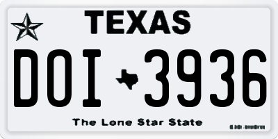TX license plate DOI3936