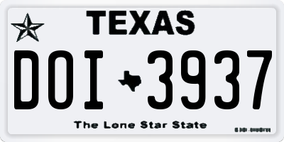 TX license plate DOI3937