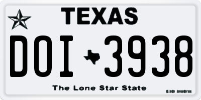 TX license plate DOI3938