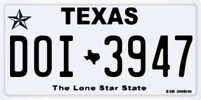 TX license plate DOI3947