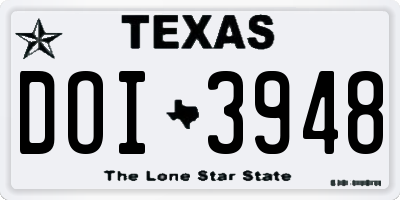 TX license plate DOI3948