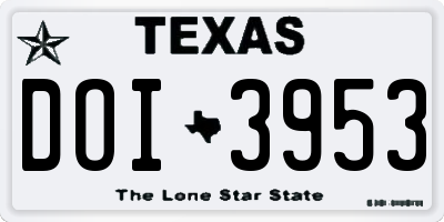 TX license plate DOI3953