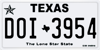 TX license plate DOI3954