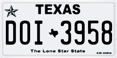 TX license plate DOI3958