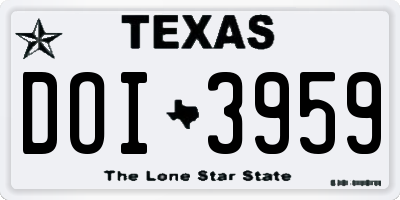 TX license plate DOI3959