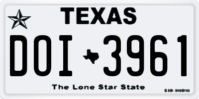 TX license plate DOI3961