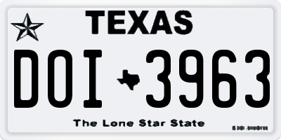 TX license plate DOI3963