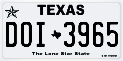 TX license plate DOI3965