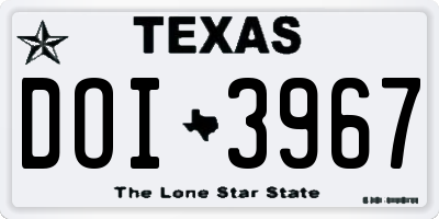 TX license plate DOI3967