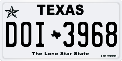 TX license plate DOI3968