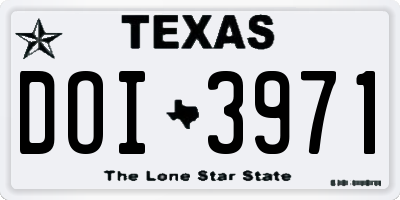 TX license plate DOI3971