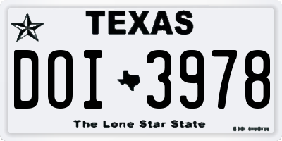TX license plate DOI3978