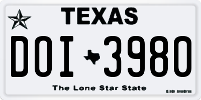 TX license plate DOI3980