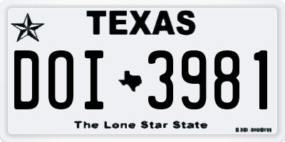 TX license plate DOI3981