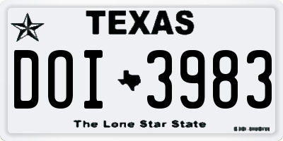 TX license plate DOI3983