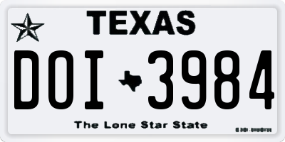 TX license plate DOI3984