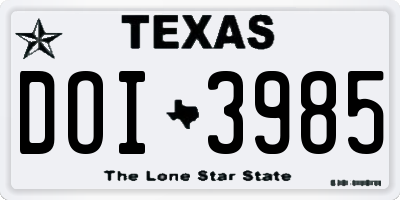 TX license plate DOI3985