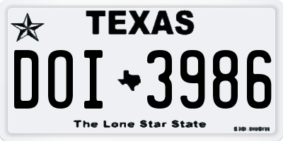 TX license plate DOI3986