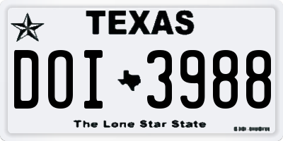 TX license plate DOI3988