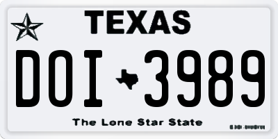 TX license plate DOI3989