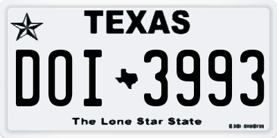 TX license plate DOI3993