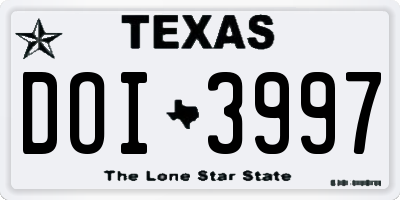 TX license plate DOI3997