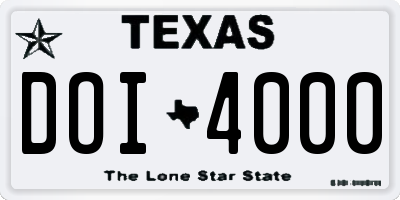 TX license plate DOI4000