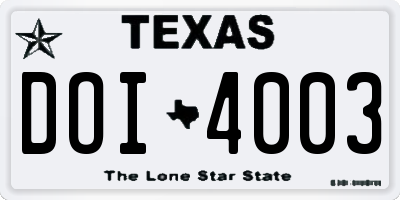 TX license plate DOI4003