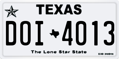 TX license plate DOI4013