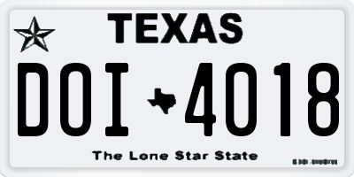 TX license plate DOI4018