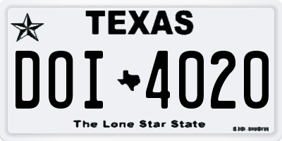 TX license plate DOI4020