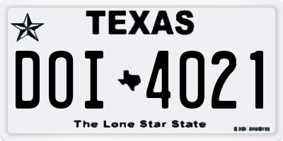 TX license plate DOI4021