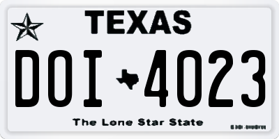TX license plate DOI4023