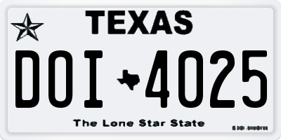 TX license plate DOI4025