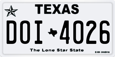 TX license plate DOI4026