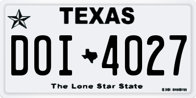TX license plate DOI4027