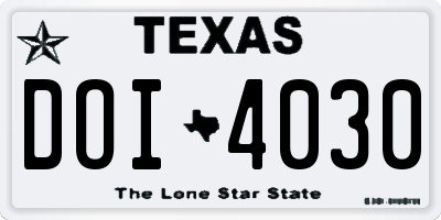TX license plate DOI4030