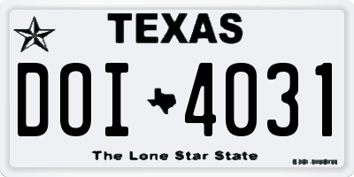 TX license plate DOI4031