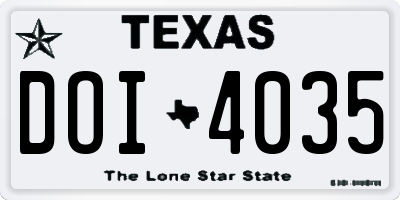 TX license plate DOI4035