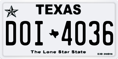TX license plate DOI4036