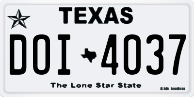TX license plate DOI4037