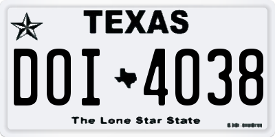TX license plate DOI4038