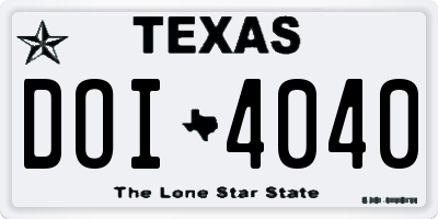 TX license plate DOI4040