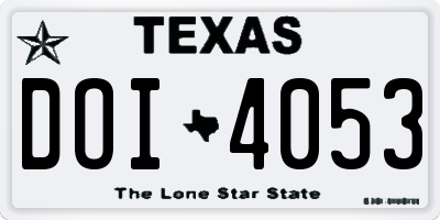 TX license plate DOI4053