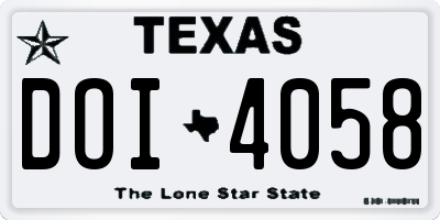 TX license plate DOI4058