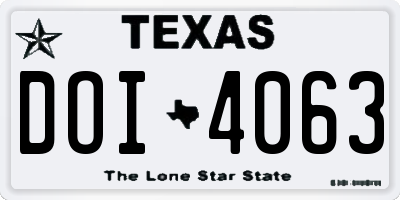 TX license plate DOI4063