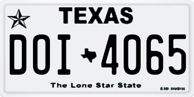 TX license plate DOI4065