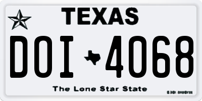 TX license plate DOI4068