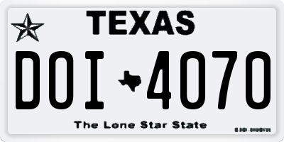 TX license plate DOI4070