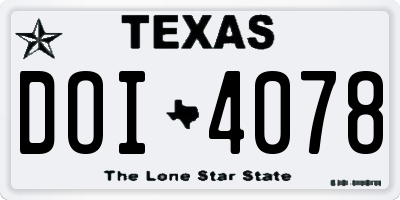 TX license plate DOI4078